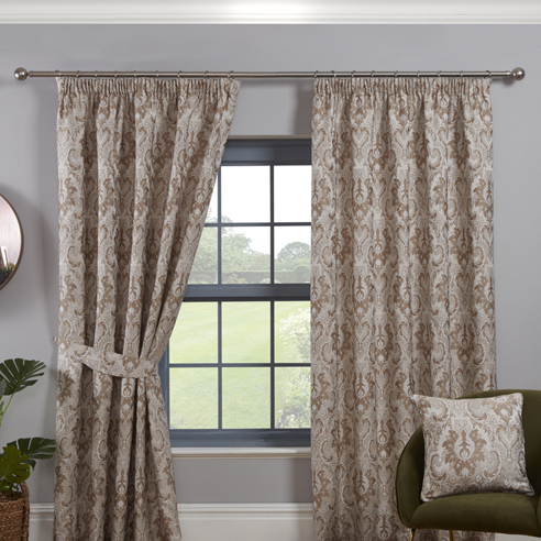 Tegola Pencil Pleat, Latte - Ready Made Curtains - Image 3